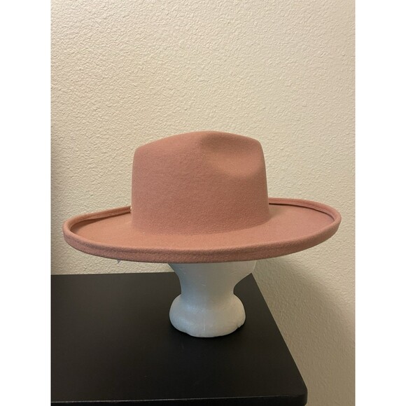 GIGI PIP Accessories - Gigi Pip Cara Loren Pencil Wide Brim Hat Tan 100% Australian Wool Size 57